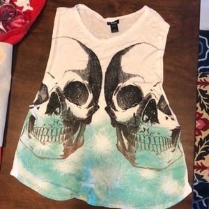 Skull glitter sleeveless shirt